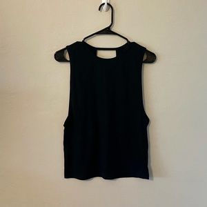 Fabletics Black Muscle Tee with V-Slit Back